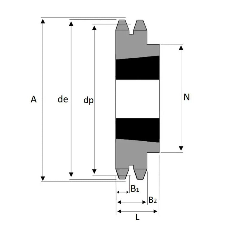 13 Tooth 16B Duplex Sprocket Tapered Locking Bush Type for 1 inch Pitch Chain (Bush not Incl.)