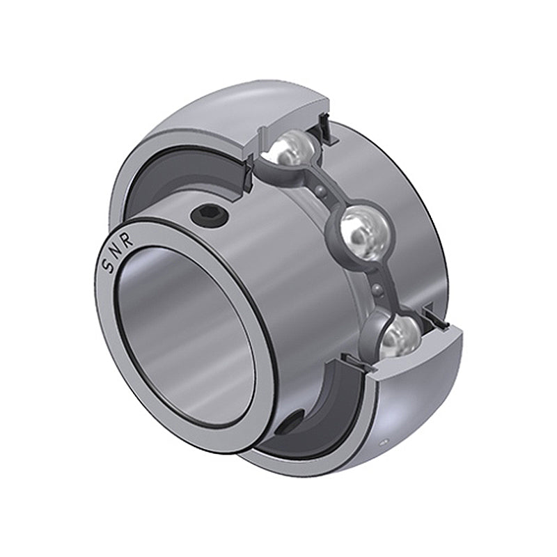 SNR UC202G2L4 Metric Full Width Spherical Outer Bearing Insert 15mm Bore 47mm Outside Diameter with Grub Screws and Multi Lip Seals - Allow 2-3 Days