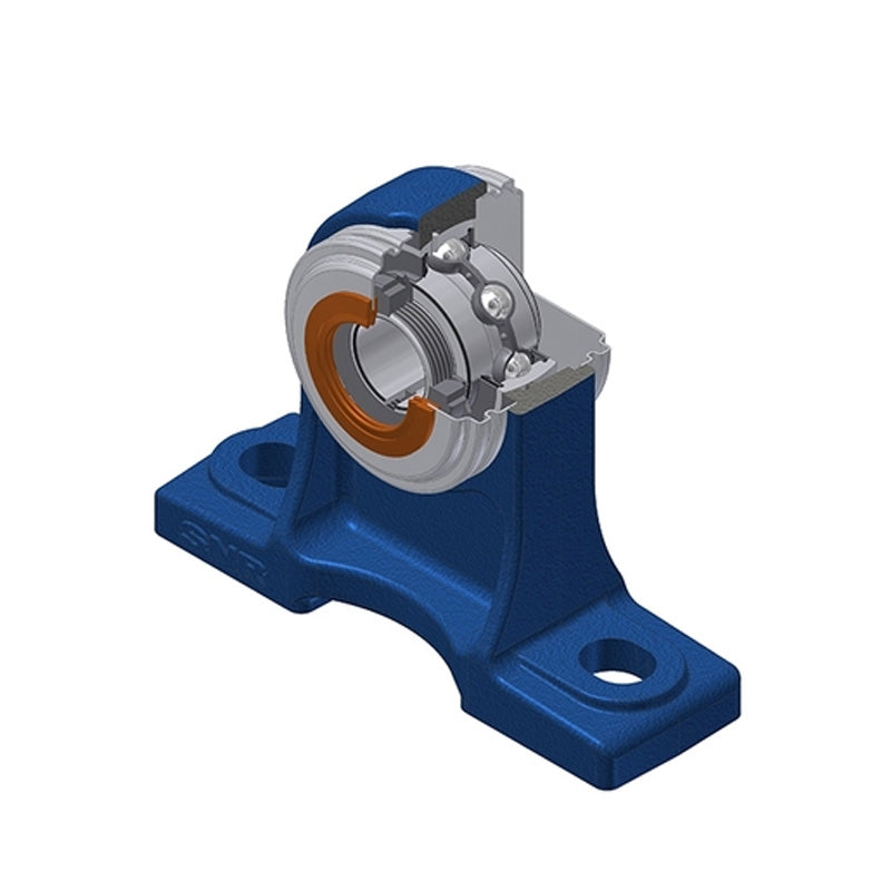 SNR UKPH207HCO Metric Cast Iron High Centre Height Two Bolt Pillow / Plummer Block Housing with Narrow Steel Plate Cover - Open Version - Insert and Adaptor Sleeve Fits 30mm Shaft - Allow 2-3 Days