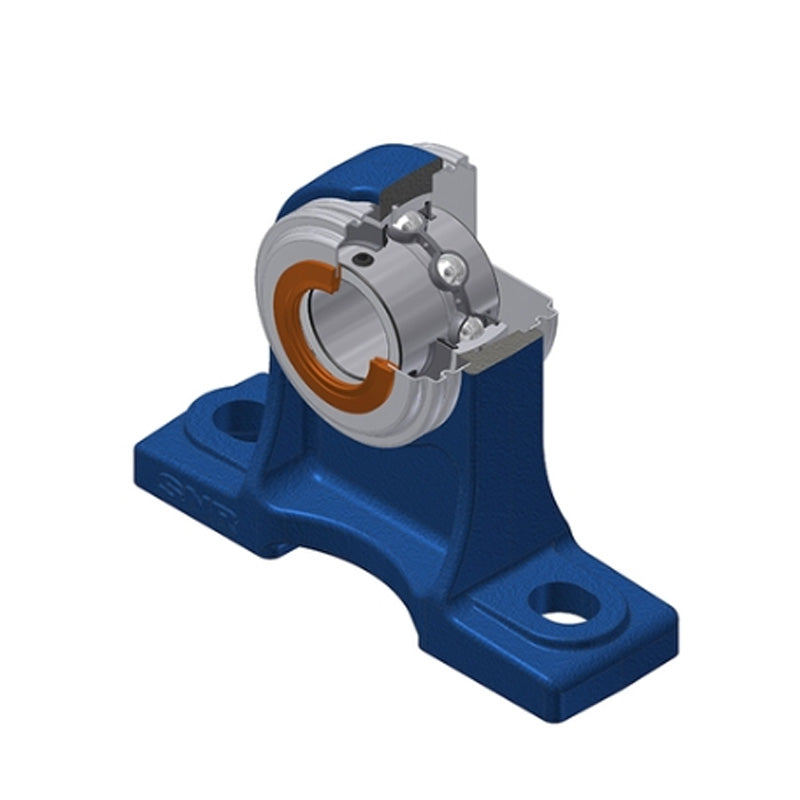 SNR USPH210CC Metric Cast Iron High Centre Height Two Bolt Pillow / Plummer Block Housing with 50mm Bore Insert with Narrow Steel Plate Cover - Closed Version - Allow 2-3 Days