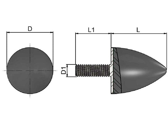 High-Performance Male Rubber Cone Bump Stop 40x60mm M8 Thread