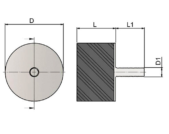 High-Performance Stainless Steel Male Rubber Cylindrical Bump Stop 40x30mm M8 Thread